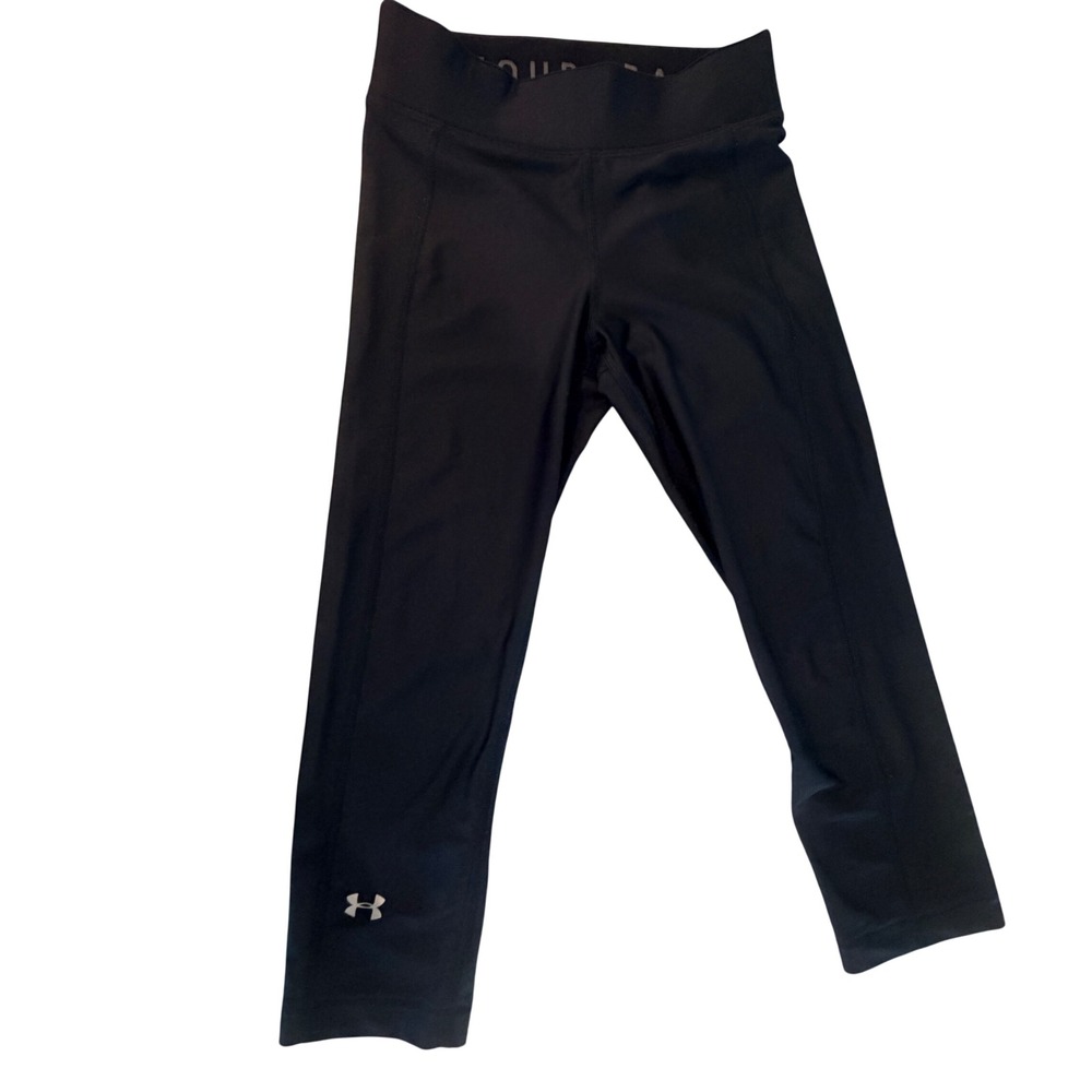 Under Armour HeatGear Compression Cropped Leggings Women SM Black Stretch Sporty